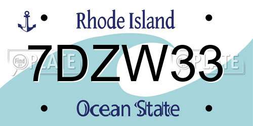 7DZW33 Rhode Island License Plate