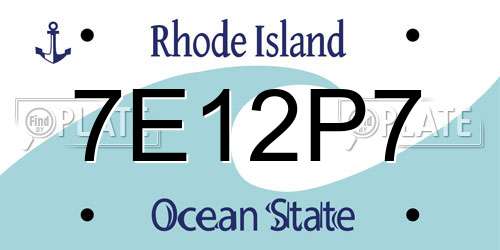 7E12P7 Rhode Island License Plate