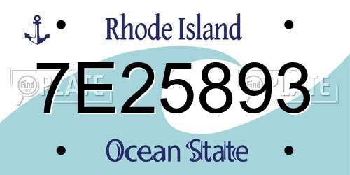 7E25893 Rhode Island License Plate