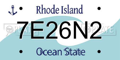 7E26N2 Rhode Island License Plate