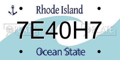 7E40H7 Rhode Island License Plate