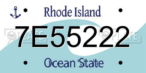 7E55222 Rhode Island License Plate