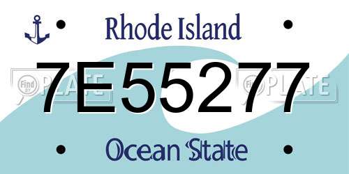 7E55277 Rhode Island License Plate