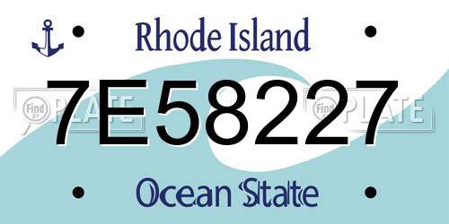 7E58227 Rhode Island License Plate