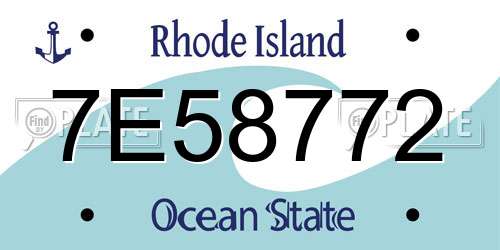 7E58772 Rhode Island License Plate