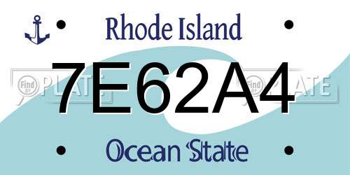 7E62A4 Rhode Island License Plate