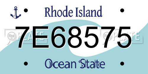 7E68575 Rhode Island License Plate