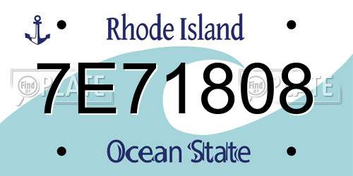 7E71808 Rhode Island License Plate