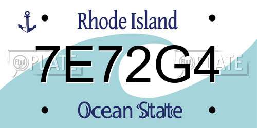7E72G4 Rhode Island License Plate