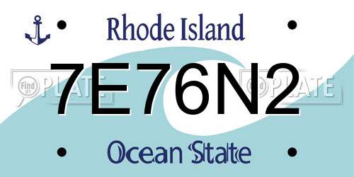 7E76N2 Rhode Island License Plate