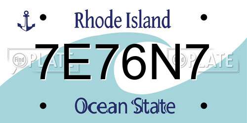 7E76N7 Rhode Island License Plate