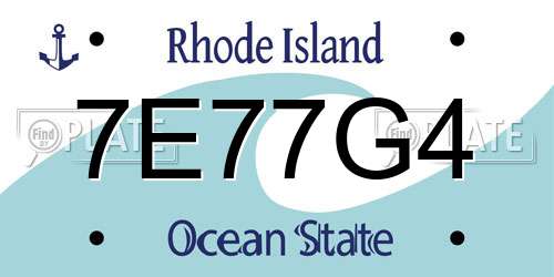 7E77G4 Rhode Island License Plate