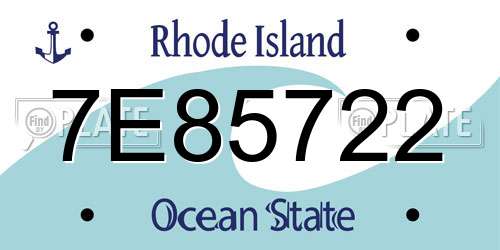 7E85722 Rhode Island License Plate