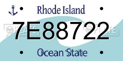 7E88722 Rhode Island License Plate