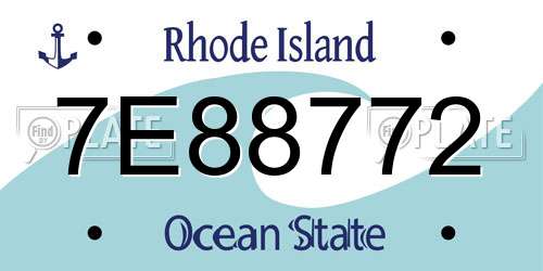 7E88772 Rhode Island License Plate
