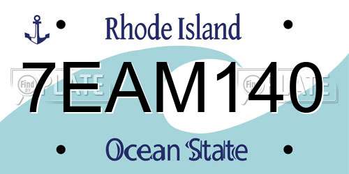 7EAM140 Rhode Island License Plate