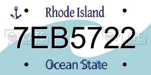 7EB5722 Rhode Island License Plate