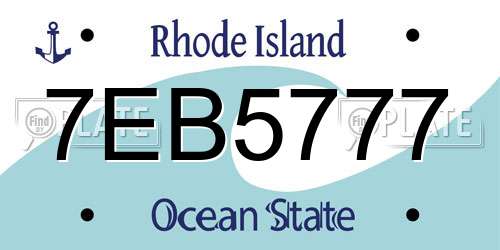 7EB5777 Rhode Island License Plate
