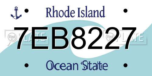 7EB8227 Rhode Island License Plate
