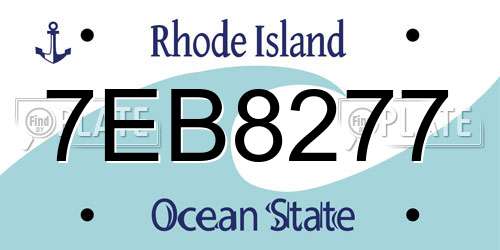 7EB8277 Rhode Island License Plate