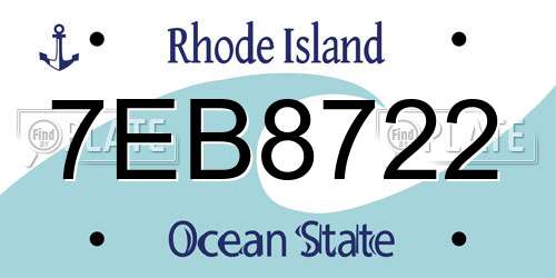 7EB8722 Rhode Island License Plate