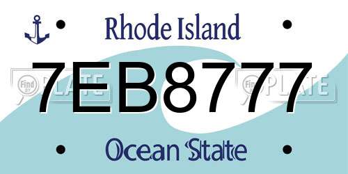 7EB8777 Rhode Island License Plate