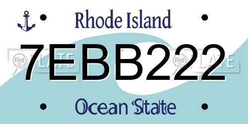 7EBB222 Rhode Island License Plate