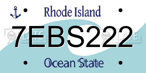 7EBS222 Rhode Island License Plate