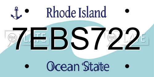 7EBS722 Rhode Island License Plate