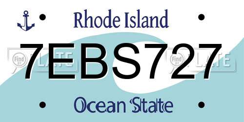 7EBS727 Rhode Island License Plate