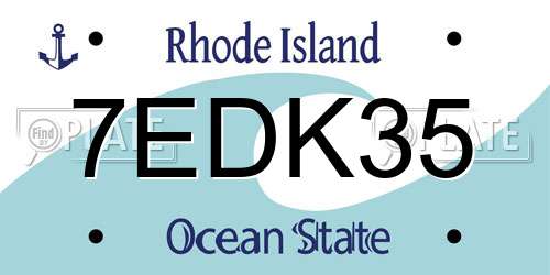 7EDK35 Rhode Island License Plate