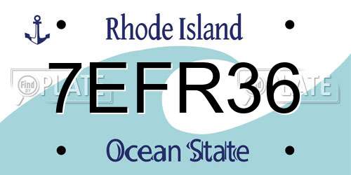 7EFR36 Rhode Island License Plate