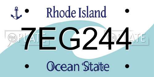 7EG244 Rhode Island License Plate