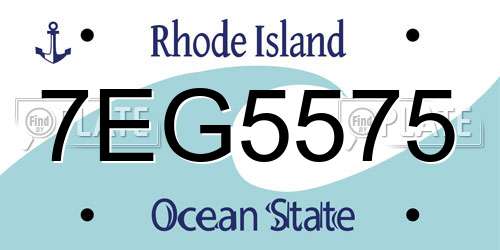 7EG5575 Rhode Island License Plate