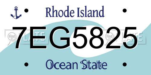 7EG5825 Rhode Island License Plate