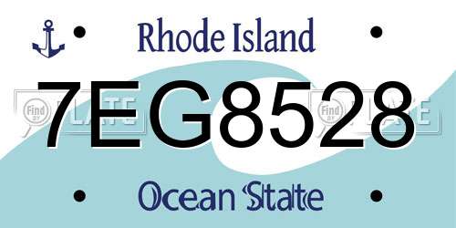 7EG8528 Rhode Island License Plate