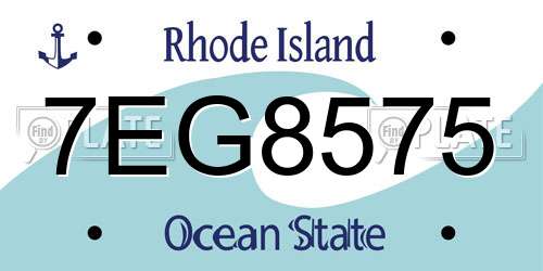 7EG8575 Rhode Island License Plate
