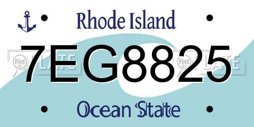 7EG8825 Rhode Island License Plate