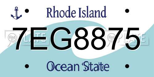 7EG8875 Rhode Island License Plate