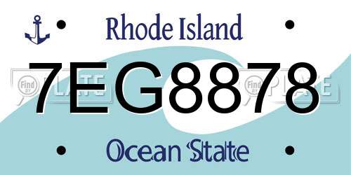 7EG8878 Rhode Island License Plate