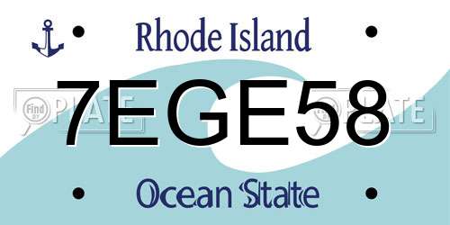 7EGE58 Rhode Island License Plate