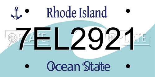7EL2921 Rhode Island License Plate