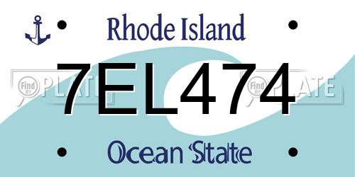 7EL474 Rhode Island License Plate