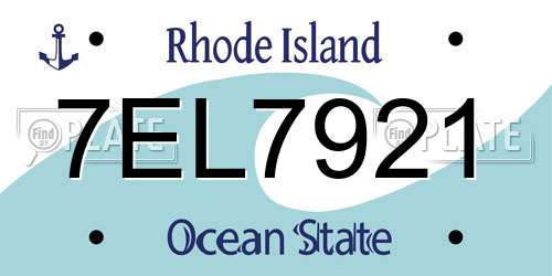 7EL7921 Rhode Island License Plate