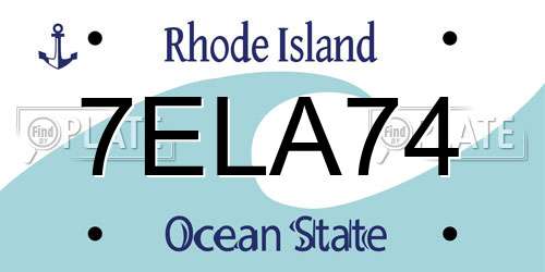 7ELA74 Rhode Island License Plate