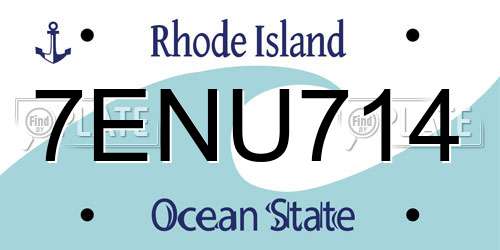 7ENU714 Rhode Island License Plate