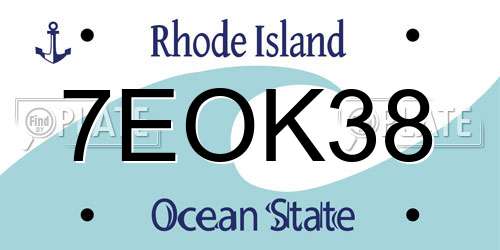 7EOK38 Rhode Island License Plate