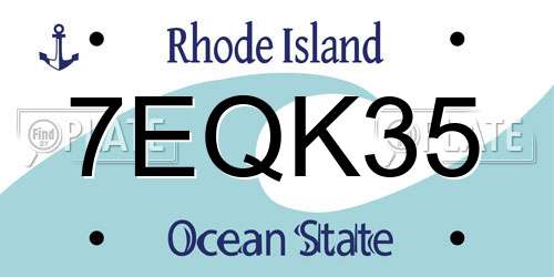 7EQK35 Rhode Island License Plate
