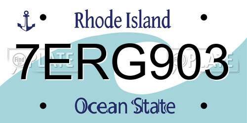 7ERG903 Rhode Island License Plate