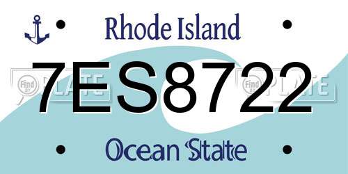 7ES8722 Rhode Island License Plate